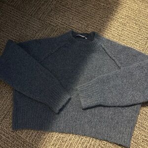 zara womens crop blue gray sweater M